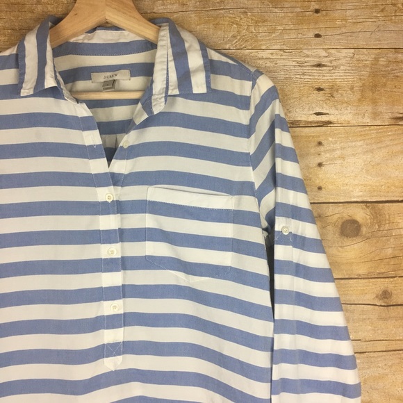 J. Crew Striped Blue White Pull Over Top Sz 4 - Picture 2 of 5
